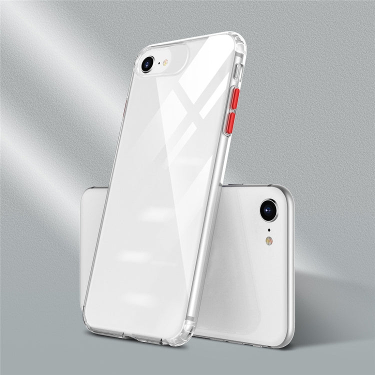 For  iPhone SE 2022 / SE 2020 Color Button Clear Full Coverage Shockproof TPU Case