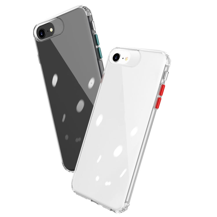 For  iPhone SE 2022 / SE 2020 Color Button Clear Full Coverage Shockproof TPU Case