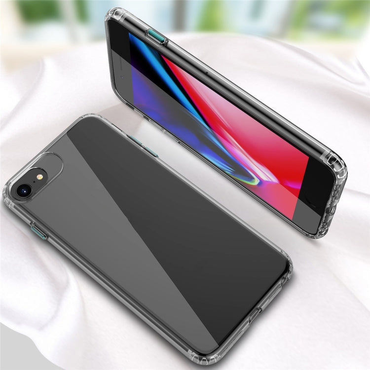 For  iPhone SE 2022 / SE 2020 Color Button Clear Full Coverage Shockproof TPU Case