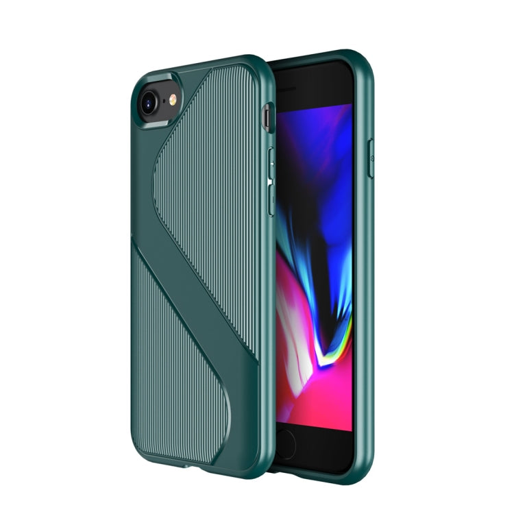 For  iPhone SE 2022 / SE 2020 S-Shaped Soft TPU Protective Cover Case(Green)
