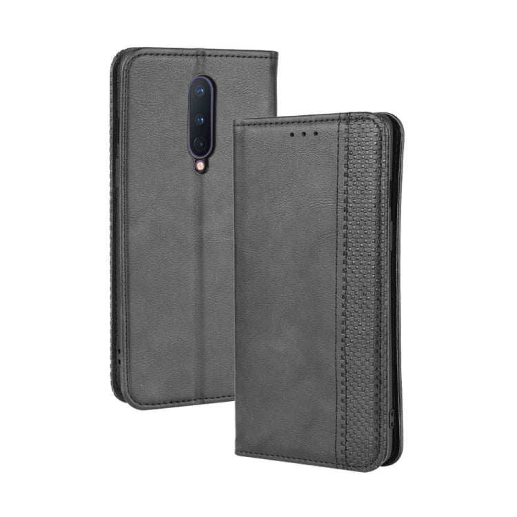 For OnePlus 8 Magnetic Buckle Retro Crazy Horse Texture Horizontal Flip Leather Case  , with Holder & Card Slots & Photo Frame