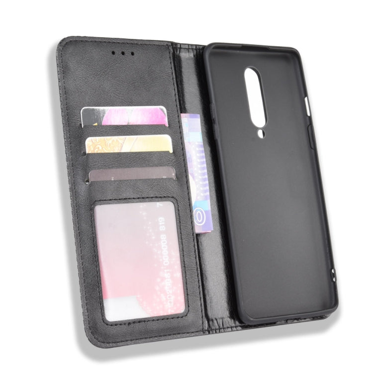 For OnePlus 8 Magnetic Buckle Retro Crazy Horse Texture Horizontal Flip Leather Case  , with Holder & Card Slots & Photo Frame