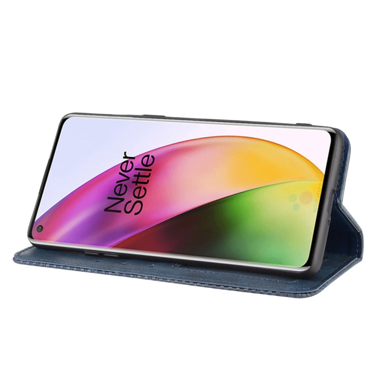 For OnePlus 8 Magnetic Buckle Retro Crazy Horse Texture Horizontal Flip Leather Case  , with Holder & Card Slots & Photo Frame