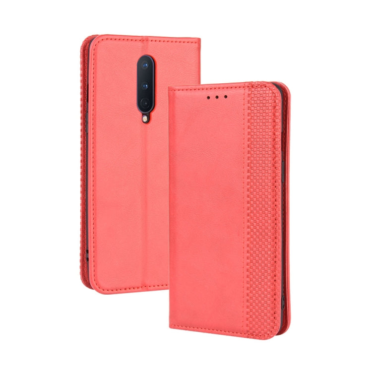 For OnePlus 8 Magnetic Buckle Retro Crazy Horse Texture Horizontal Flip Leather Case  , with Holder & Card Slots & Photo Frame