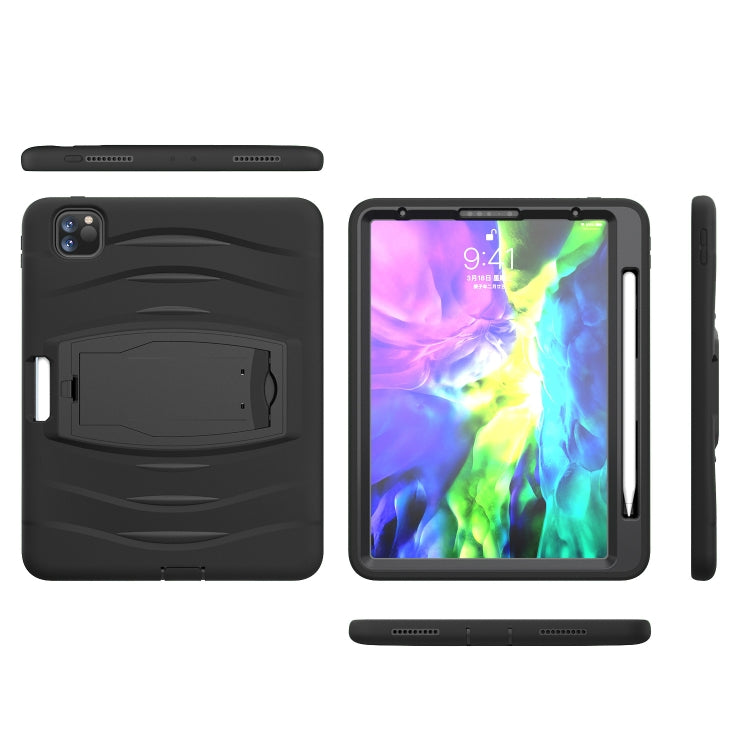 For iPad Pro 11 inch (2020) 3-Layer Plastic + Rubber Armor Defender Protection ShockProof Heavy Duty Rugged Protective Tablet Case with Holder & Pen Slot