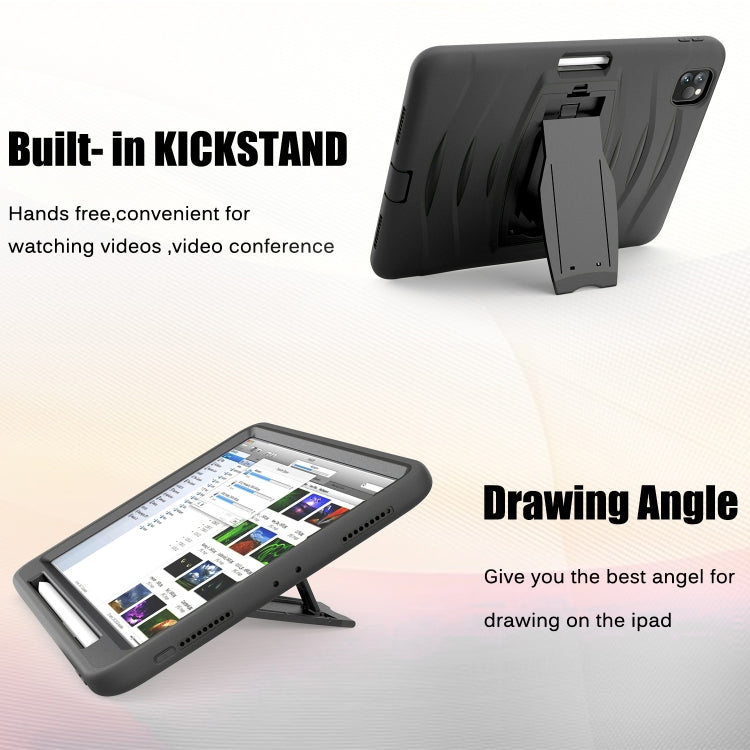 For iPad Pro 11 inch (2020) 3-Layer Plastic + Rubber Armor Defender Protection ShockProof Heavy Duty Rugged Protective Tablet Case with Holder & Pen Slot