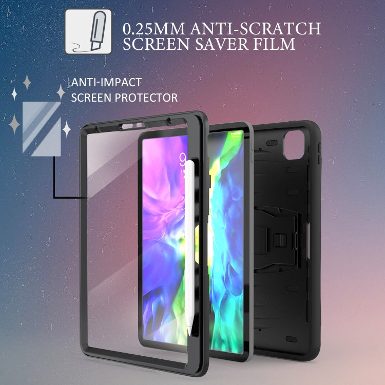 For iPad Pro 11 inch (2020) 3-Layer Plastic + Rubber Armor Defender Protection ShockProof Heavy Duty Rugged Protective Tablet Case with Holder & Pen Slot