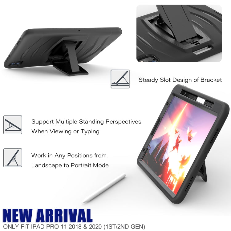 For iPad Pro 11 inch (2020) 3-Layer Plastic + Rubber Armor Defender Protection ShockProof Heavy Duty Rugged Protective Tablet Case with Holder & Pen Slot