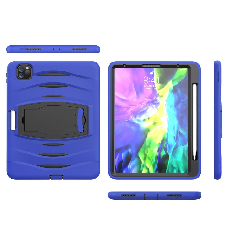 For iPad Pro 11 inch (2020) 3-Layer Plastic + Rubber Armor Defender Protection ShockProof Heavy Duty Rugged Protective Tablet Case with Holder & Pen Slot