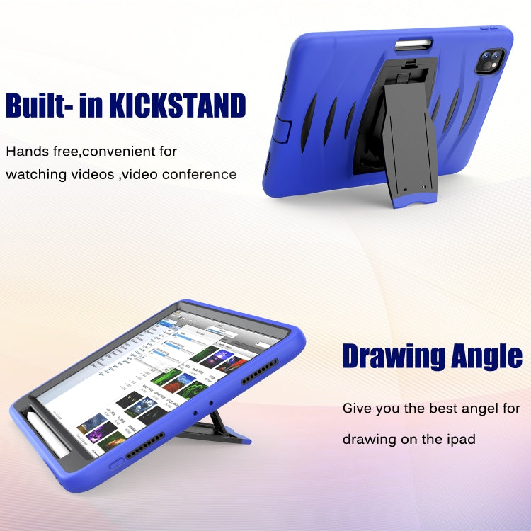 For iPad Pro 11 inch (2020) 3-Layer Plastic + Rubber Armor Defender Protection ShockProof Heavy Duty Rugged Protective Tablet Case with Holder & Pen Slot