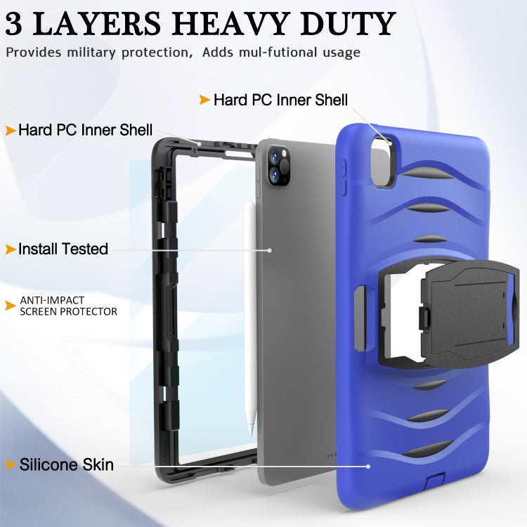For iPad Pro 11 inch (2020) 3-Layer Plastic + Rubber Armor Defender Protection ShockProof Heavy Duty Rugged Protective Tablet Case with Holder & Pen Slot