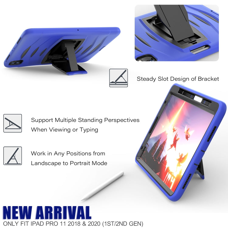 For iPad Pro 11 inch (2020) 3-Layer Plastic + Rubber Armor Defender Protection ShockProof Heavy Duty Rugged Protective Tablet Case with Holder & Pen Slot