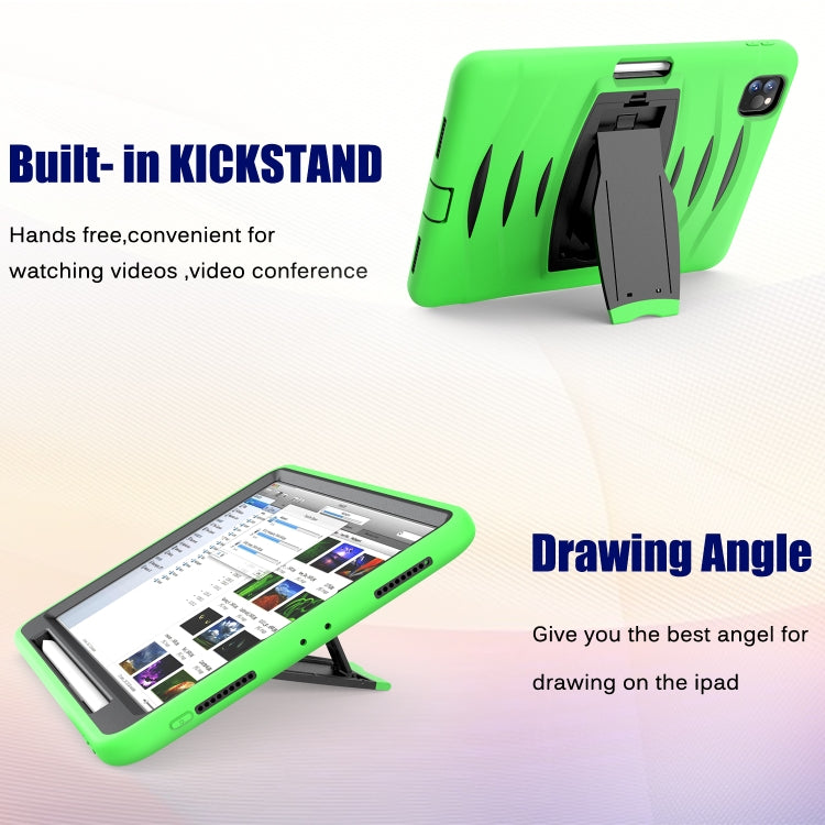 For iPad Pro 11 inch (2020) 3-Layer Plastic + Rubber Armor Defender Protection ShockProof Heavy Duty Rugged Protective Tablet Case with Holder & Pen Slot