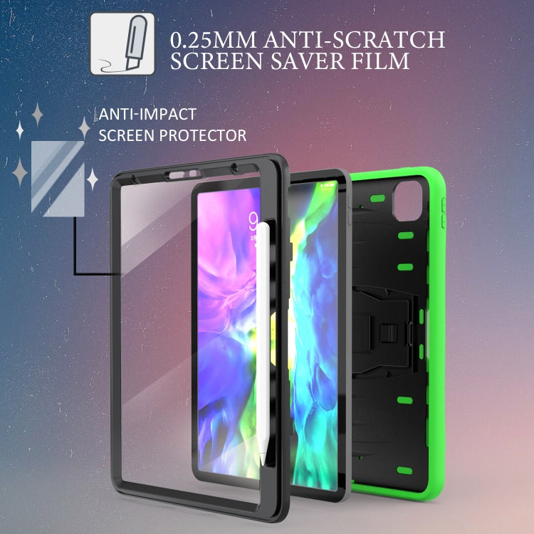 For iPad Pro 11 inch (2020) 3-Layer Plastic + Rubber Armor Defender Protection ShockProof Heavy Duty Rugged Protective Tablet Case with Holder & Pen Slot