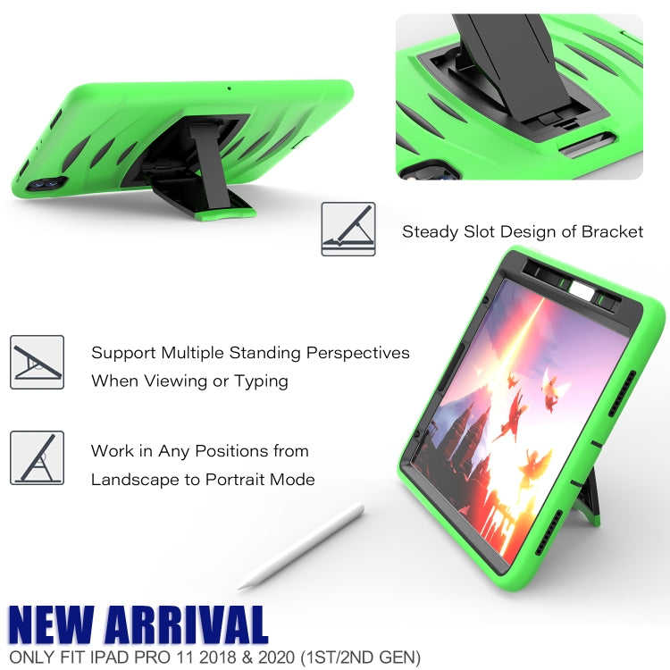 For iPad Pro 11 inch (2020) 3-Layer Plastic + Rubber Armor Defender Protection ShockProof Heavy Duty Rugged Protective Tablet Case with Holder & Pen Slot