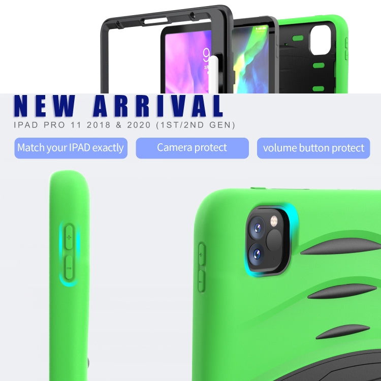 For iPad Pro 11 inch (2020) 3-Layer Plastic + Rubber Armor Defender Protection ShockProof Heavy Duty Rugged Protective Tablet Case with Holder & Pen Slot