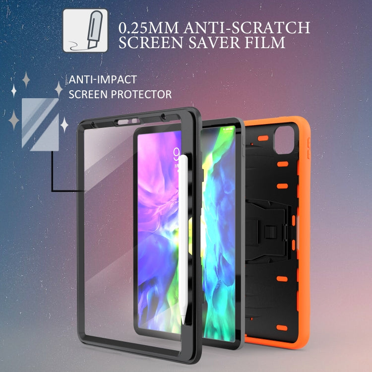 For iPad Pro 11 inch (2020) 3-Layer Plastic + Rubber Armor Defender Protection ShockProof Heavy Duty Rugged Protective Tablet Case with Holder & Pen Slot