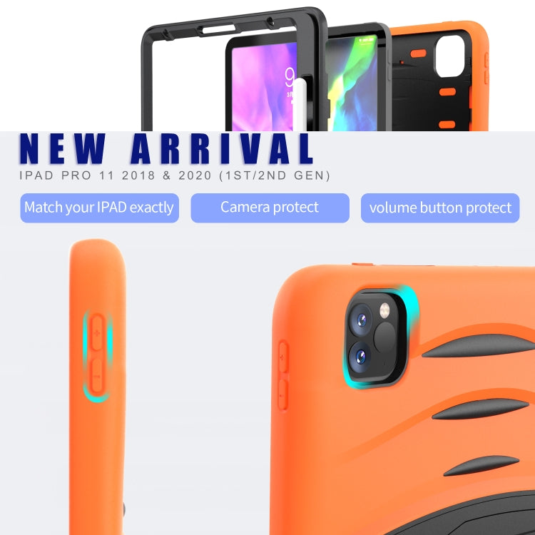 For iPad Pro 11 inch (2020) 3-Layer Plastic + Rubber Armor Defender Protection ShockProof Heavy Duty Rugged Protective Tablet Case with Holder & Pen Slot