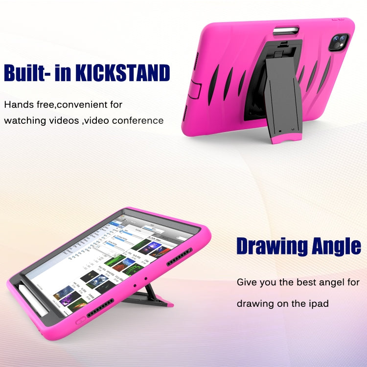 For iPad Pro 11 inch (2020) 3-Layer Plastic + Rubber Armor Defender Protection ShockProof Heavy Duty Rugged Protective Tablet Case with Holder & Pen Slot