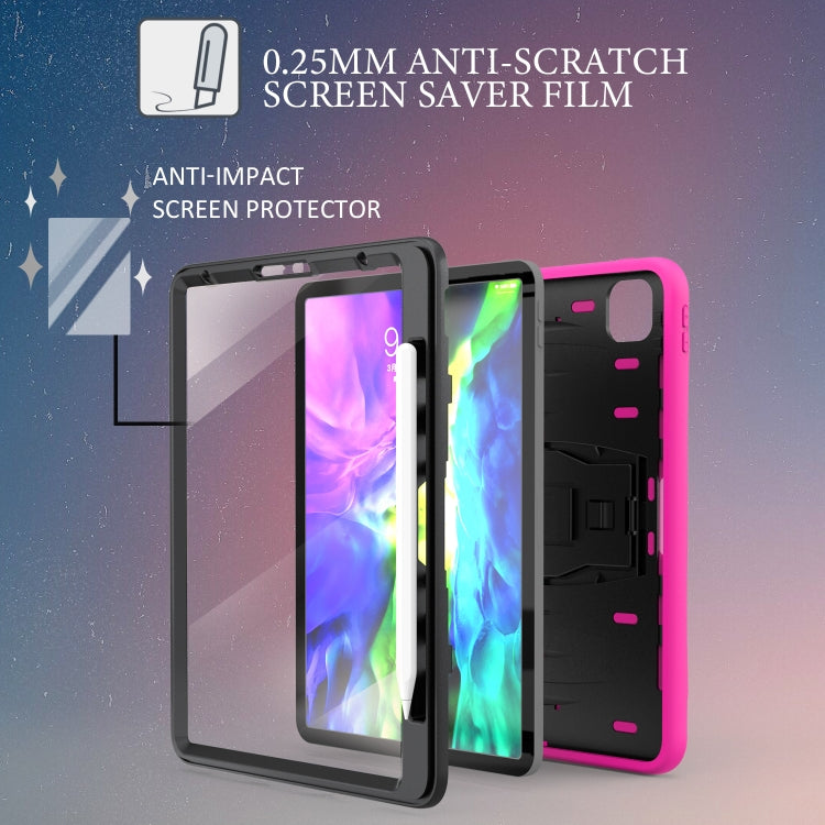 For iPad Pro 11 inch (2020) 3-Layer Plastic + Rubber Armor Defender Protection ShockProof Heavy Duty Rugged Protective Tablet Case with Holder & Pen Slot
