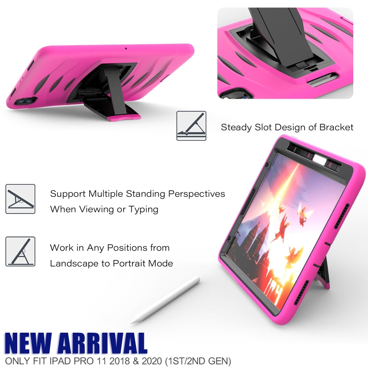 For iPad Pro 11 inch (2020) 3-Layer Plastic + Rubber Armor Defender Protection ShockProof Heavy Duty Rugged Protective Tablet Case with Holder & Pen Slot