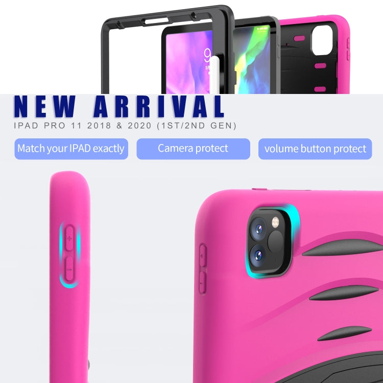 For iPad Pro 11 inch (2020) 3-Layer Plastic + Rubber Armor Defender Protection ShockProof Heavy Duty Rugged Protective Tablet Case with Holder & Pen Slot