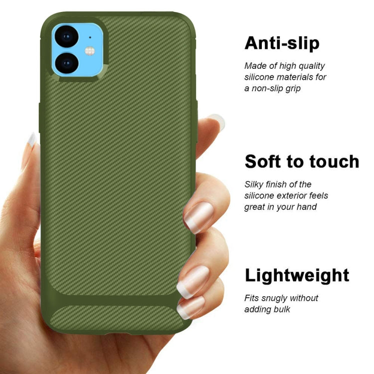 For iPhone 11 ENKAY ENK-PC017 Carbon Fiber Texture Solid Color TPU Slim Case Soft Cover