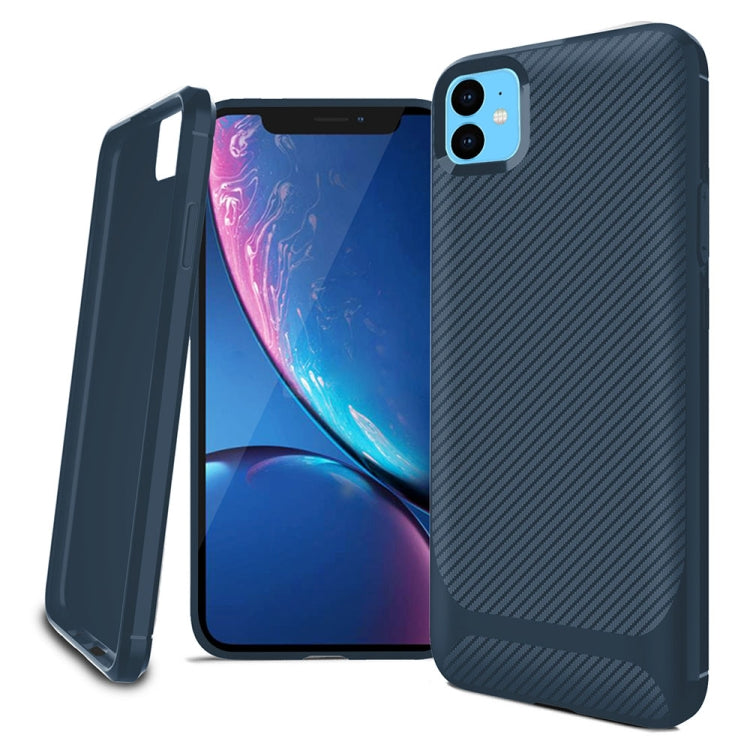 For iPhone 11 ENKAY ENK-PC017 Carbon Fiber Texture Solid Color TPU Slim Case Soft Cover