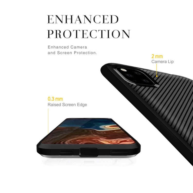 For iPhone 11 Pro ENKAY ENK-PC018 Carbon Fiber Texture Solid Color TPU Slim CaseSoft Cover