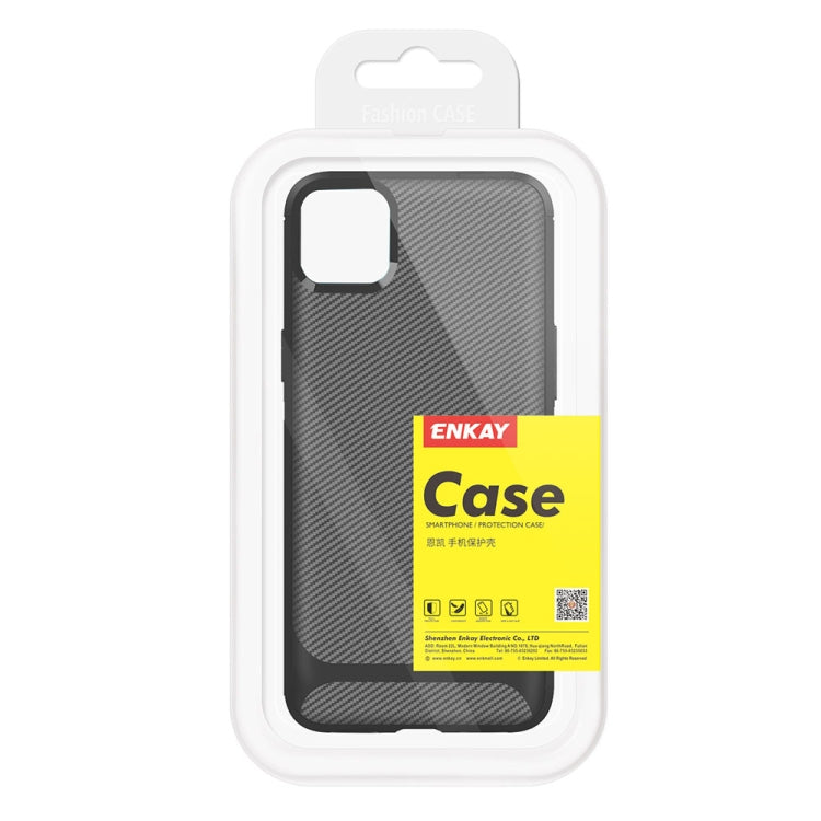 For iPhone 11 Pro ENKAY ENK-PC018 Carbon Fiber Texture Solid Color TPU Slim CaseSoft Cover