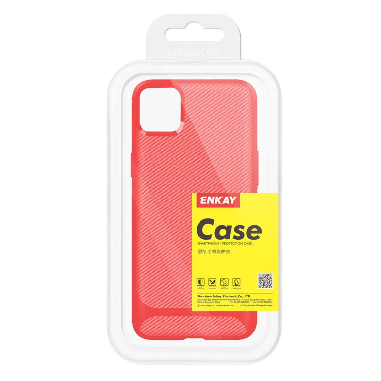 For iPhone 11 Pro ENKAY ENK-PC018 Carbon Fiber Texture Solid Color TPU Slim CaseSoft Cover