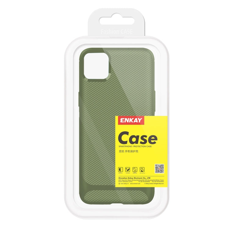 For iPhone 11 Pro Max ENKAY ENK-PC019 Carbon Fiber Texture Solid Color TPU Slim Case Soft Cover