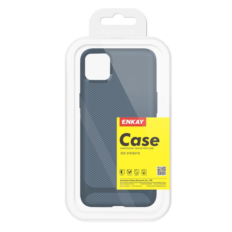 For iPhone 11 Pro Max ENKAY ENK-PC019 Carbon Fiber Texture Solid Color TPU Slim Case Soft Cover