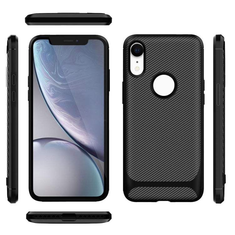For iPhone XR ENKAY ENK-PC020 Carbon Fiber Texture Solid Color TPU Slim Case Soft Cover