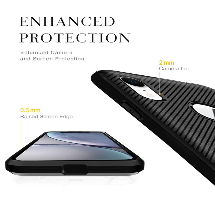 For iPhone XR ENKAY ENK-PC020 Carbon Fiber Texture Solid Color TPU Slim Case Soft Cover