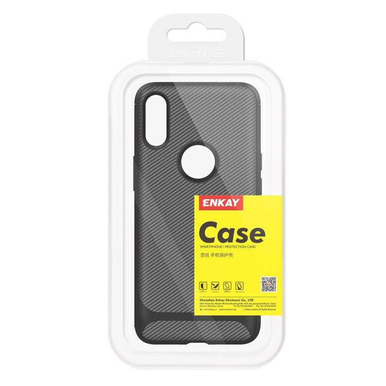 For iPhone XR ENKAY ENK-PC020 Carbon Fiber Texture Solid Color TPU Slim Case Soft Cover