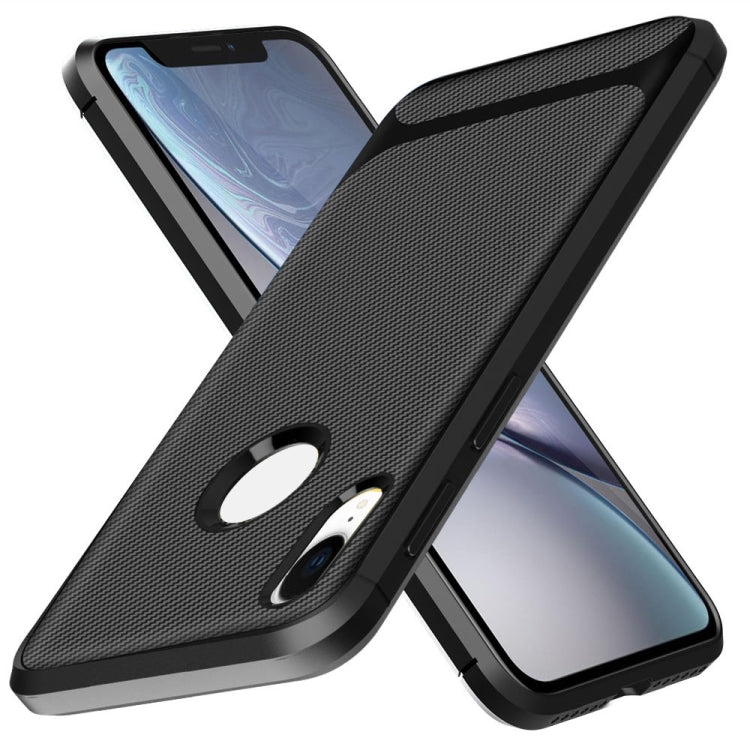 For iPhone XR ENKAY ENK-PC020 Carbon Fiber Texture Solid Color TPU Slim Case Soft Cover