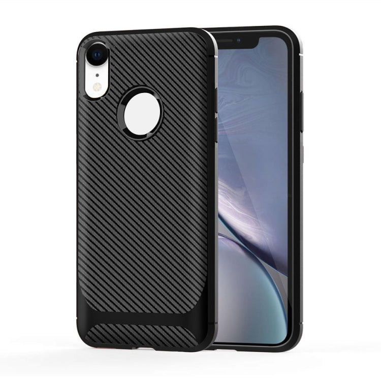 For iPhone XR ENKAY ENK-PC020 Carbon Fiber Texture Solid Color TPU Slim Case Soft Cover