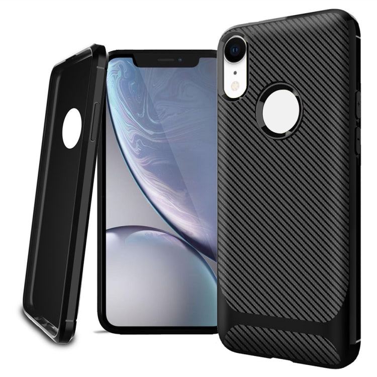 For iPhone XR ENKAY ENK-PC020 Carbon Fiber Texture Solid Color TPU Slim Case Soft Cover