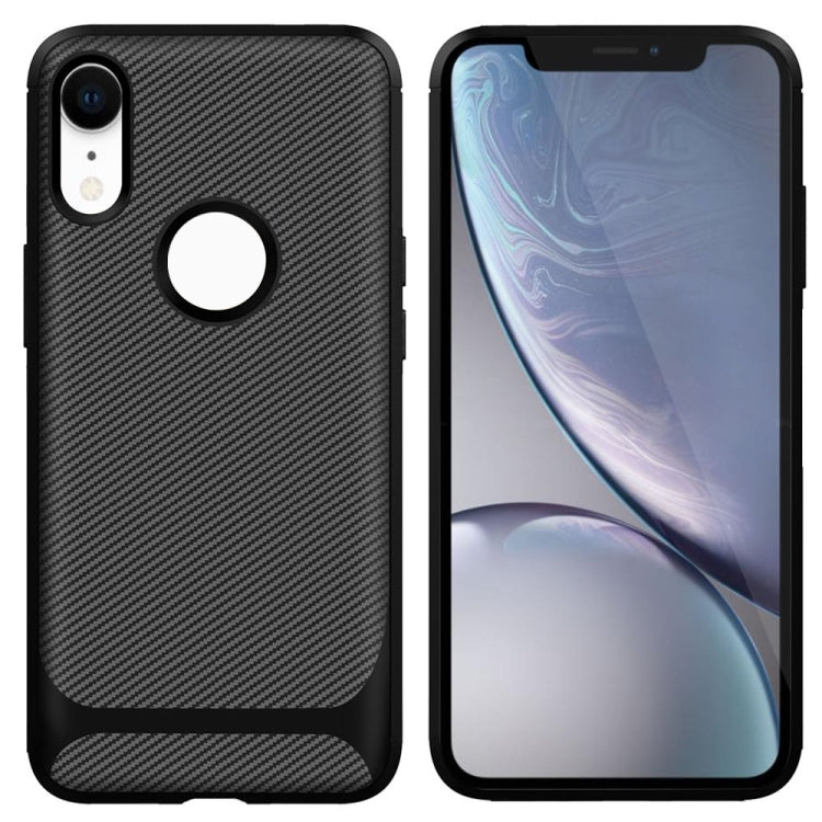 For iPhone XR ENKAY ENK-PC020 Carbon Fiber Texture Solid Color TPU Slim Case Soft Cover