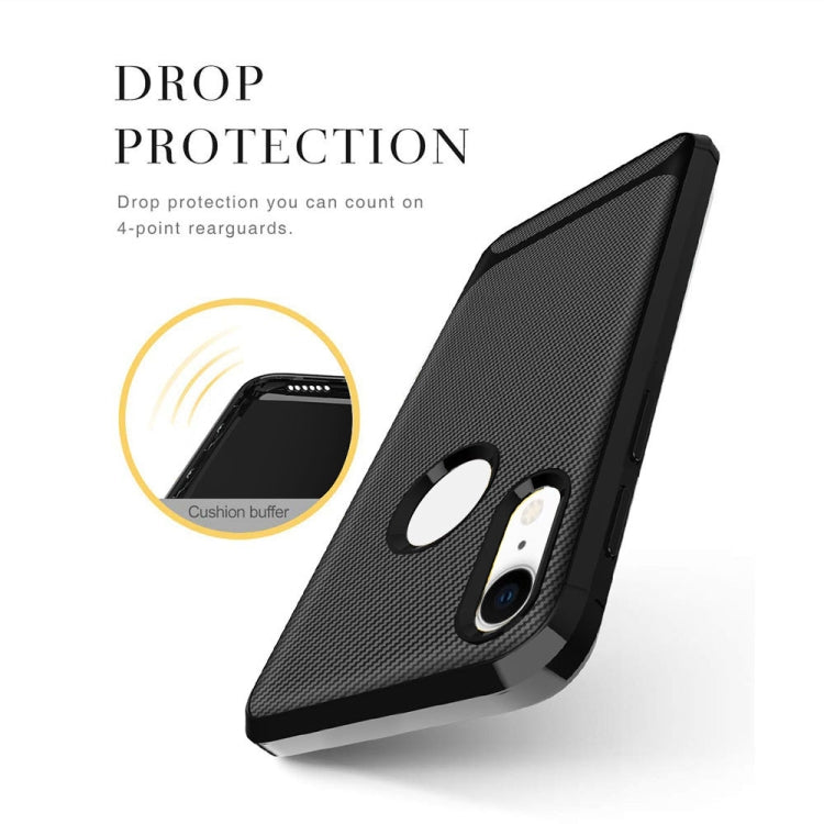 For iPhone XR ENKAY ENK-PC020 Carbon Fiber Texture Solid Color TPU Slim Case Soft Cover