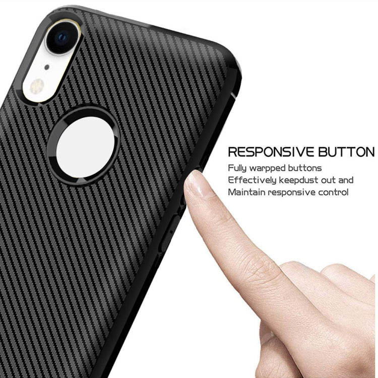 For iPhone XR ENKAY ENK-PC020 Carbon Fiber Texture Solid Color TPU Slim Case Soft Cover