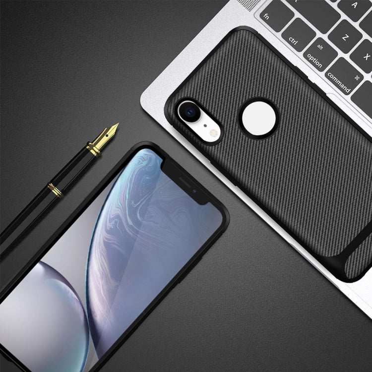 For iPhone XR ENKAY ENK-PC020 Carbon Fiber Texture Solid Color TPU Slim Case Soft Cover