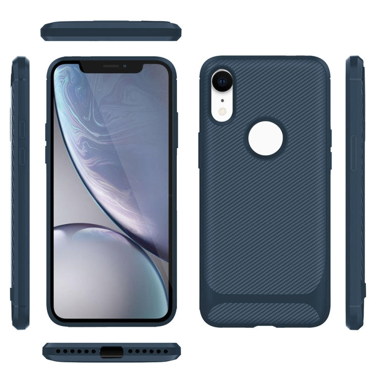 For iPhone XR ENKAY ENK-PC020 Carbon Fiber Texture Solid Color TPU Slim Case Soft Cover