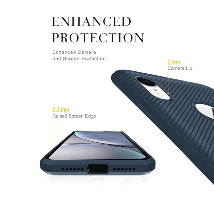 For iPhone XR ENKAY ENK-PC020 Carbon Fiber Texture Solid Color TPU Slim Case Soft Cover