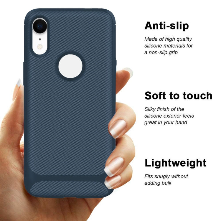 For iPhone XR ENKAY ENK-PC020 Carbon Fiber Texture Solid Color TPU Slim Case Soft Cover