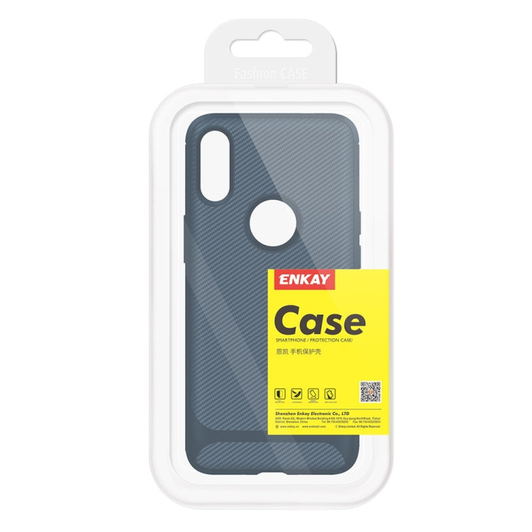 For iPhone XR ENKAY ENK-PC020 Carbon Fiber Texture Solid Color TPU Slim Case Soft Cover