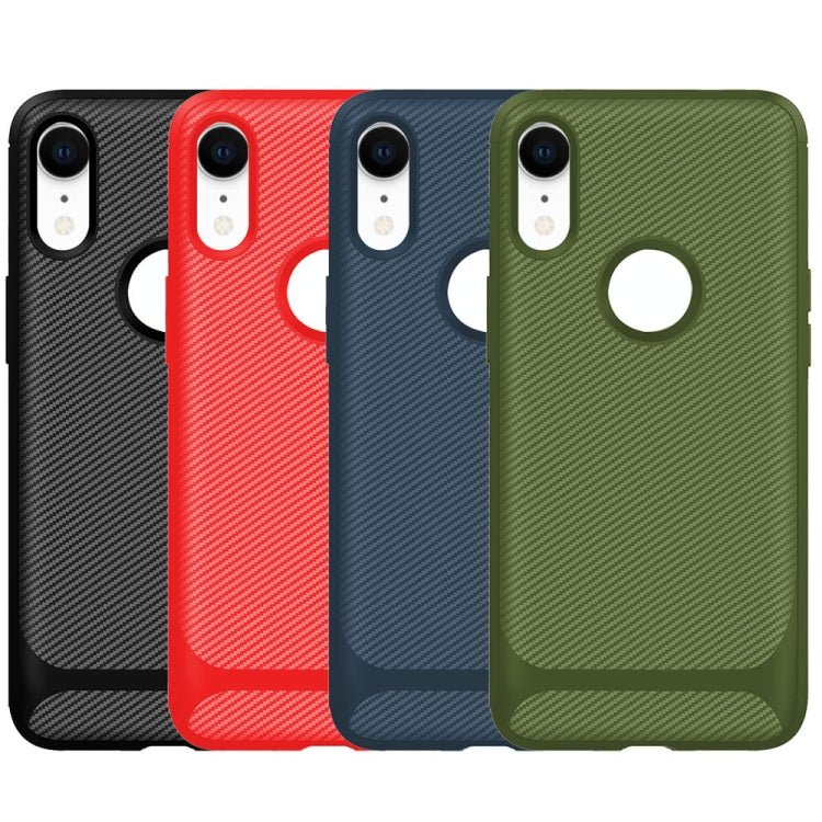For iPhone XR ENKAY ENK-PC020 Carbon Fiber Texture Solid Color TPU Slim Case Soft Cover