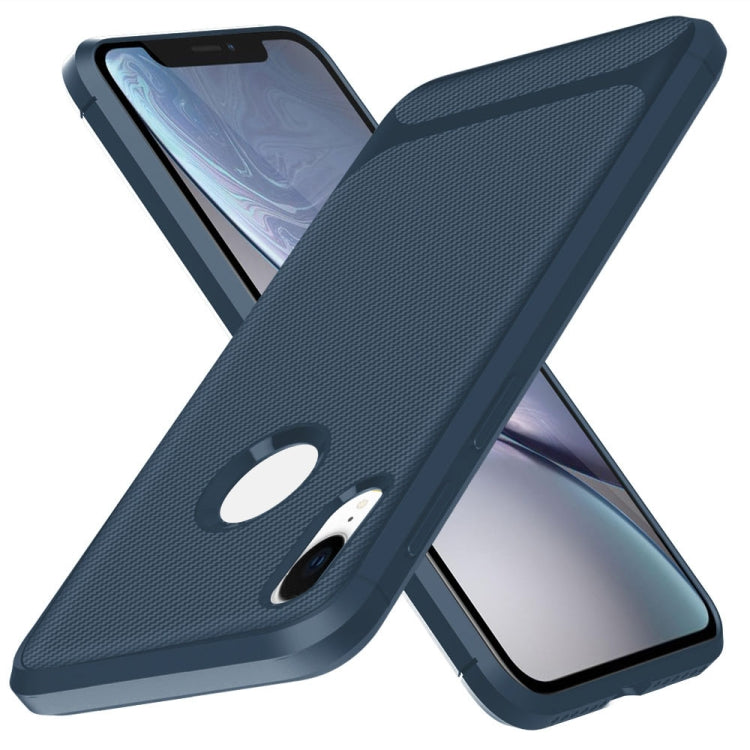 For iPhone XR ENKAY ENK-PC020 Carbon Fiber Texture Solid Color TPU Slim Case Soft Cover