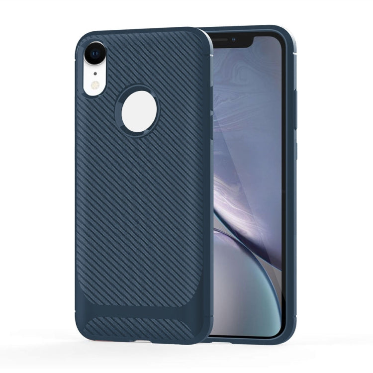 For iPhone XR ENKAY ENK-PC020 Carbon Fiber Texture Solid Color TPU Slim Case Soft Cover